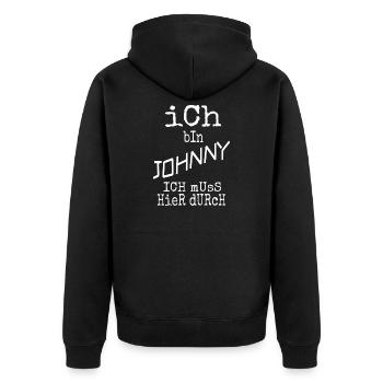 Geschenk für Johnny - Unisex Premium Bio Zip Hoodie - Schwarz - Hinten - Nico (187cm)