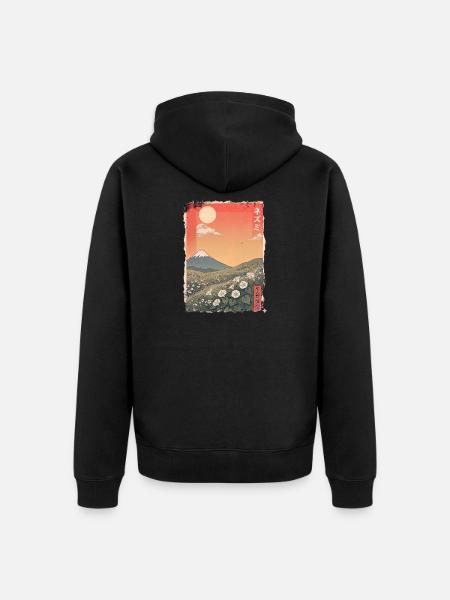 Kawaii Blumen - Unisex Premium Bio Zip Hoodie - Schwarz