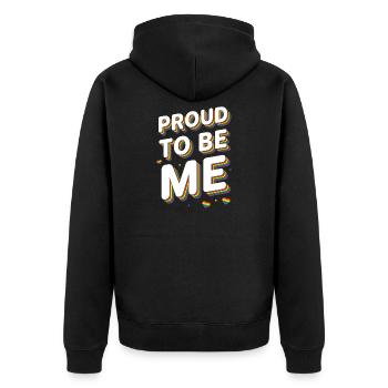 Pride Month LGBT – Stolz darauf, ich zu sein - Unisex Premium Bio Zip Hoodie - Schwarz - Hinten - Nico (187cm)
