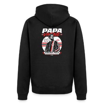 Papa Vintage Grand Prix Style - Veste à capuche bio Premium Unisexe - noir - Dos - Nico (187cm)