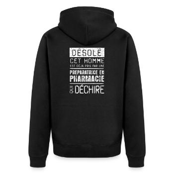 Desole Cet Homme Est Deja Pris Par Une Preparat... - Veste à capuche bio Premium Unisexe - noir - Dos - Nico (187cm)