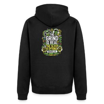 Le grind, c’est la vraie vie de joueur - Veste à capuche bio Premium Unisexe - noir - Dos - Nico (187cm)