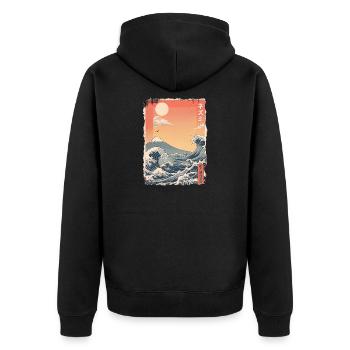Kawaii Natur - Unisex Premium Bio Zip Hoodie - Schwarz - Hinten - Nico (187cm)