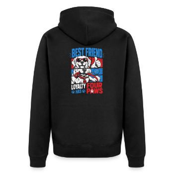 Best Friend Loyalty Four Paws - Unisex Premium Bio Zip Hoodie - Schwarz - Hinten - Nico (187cm)