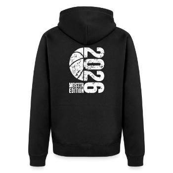 Basketball Meister Edition 2026 in weiß - Unisex Premium Bio Zip Hoodie - Schwarz - Hinten - Nico (187cm)