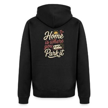 Camping-car - La maison, c’est là où tu la gares - Veste à capuche bio Premium Unisexe - noir - Dos - Nico (187cm)