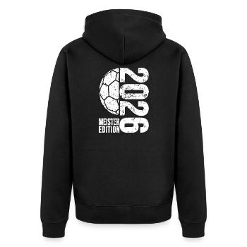 Handball Champion Shirt 2026, white Edition, white - Unisex Premium Organic Zip Hoodie - black - Back - Nico (187cm)