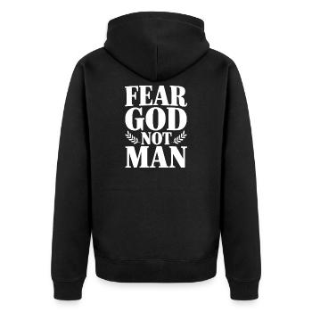 Craignez Dieu Pas Homme - Veste à capuche bio Premium Unisexe - noir - Dos - Nico (187cm)