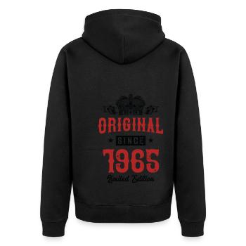 1965 limited edition - Unisex Premium Bio Zip Hoodie - Schwarz - Hinten - Nico (187cm)
