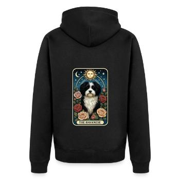 Havaneser - Unisex Premium Bio Zip Hoodie - Schwarz - Hinten - Nico (187cm)
