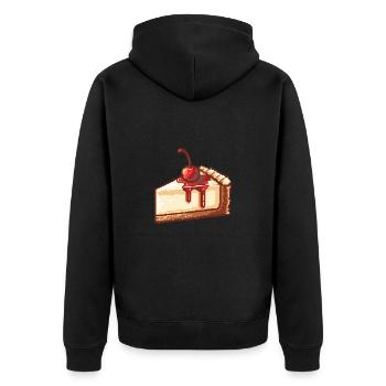 Cheesecake Pixel Symbol Kuchen - Unisex Premium Bio Zip Hoodie - Schwarz - Hinten - Nico (187cm)
