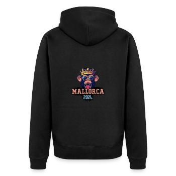 Majorque 2024 Singe de fête - Veste à capuche bio Premium Unisexe - noir - Dos - Nico (187cm)