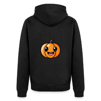 Kürbis Halloween Herbst Baby - Unisex Premium Bio Zip Hoodie - Schwarz - Hinten - Nico (187cm)