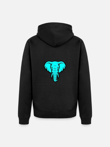 Elephant Head - Unisex Premium Organic Zip Hoodie - black