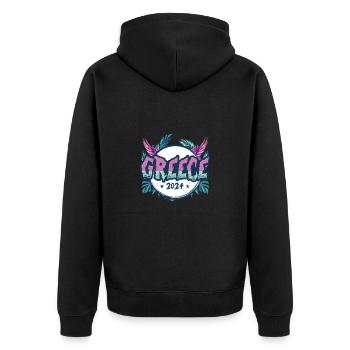 Vacances Grèce 2024 - Veste à capuche bio Premium Unisexe - noir - Dos - Nico (187cm)