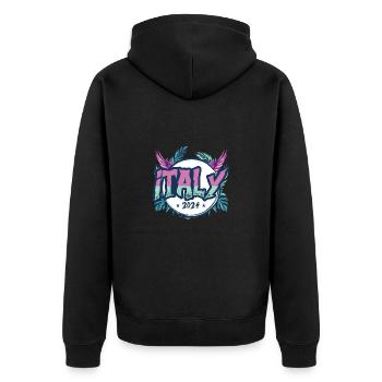 Italien 2024 Urlaub - Unisex Premium Bio Zip Hoodie - Schwarz - Hinten - Nico (187cm)