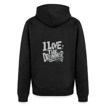 J’adore le batteur - j’adore la batterie - Veste à capuche bio Premium Unisexe - noir - Dos - Nico (187cm)