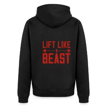 Bodybuilder Lift Like A Beast Outfit Langhantel - Unisex Premium Bio Zip Hoodie - Schwarz - Hinten - Nico (187cm)