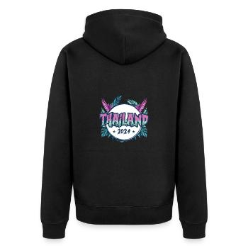 Thailand 2024 Urlaub - Unisex Premium Bio Zip Hoodie - Schwarz - Hinten - Nico (187cm)
