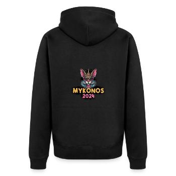 Mykonos 2024 Bunny - Unisex Premium Organic Zip Hoodie - black - Back - Nico (187cm)