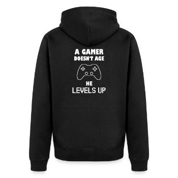 Gamer Funny Sayings Lifestyle Gaming - Unisex Premium Bio Zip Hoodie - Schwarz - Hinten - Nico (187cm)