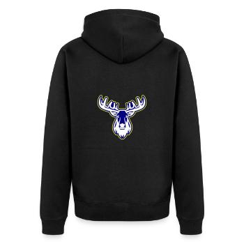 Elch Kopf - Unisex Premium Bio Zip Hoodie - Schwarz - Hinten - Nico (187cm)