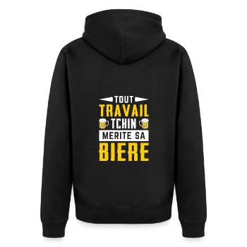 Tout travail Tchin mérite sa bière - Veste à capuche bio Premium Unisexe - noir - Dos - Nico (187cm)