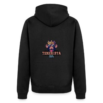 Teneriffa 2024 Party Affe - Unisex Premium Bio Zip Hoodie - Schwarz - Hinten - Nico (187cm)