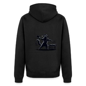 Table Tennis Katze Pingpong Black Cat Dad Outfit - Veste à capuche bio Premium Unisexe - noir - Dos - Nico (187cm)