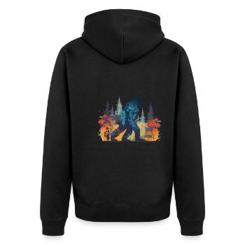 Sci Fi Yeti Myth Gift Colorful Bigfoot - Unisex Premium Organic Zip Hoodie - black - Back - Nico (187cm)