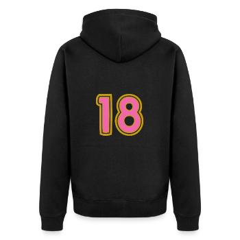 18. 18 YEARS OLD. 18th ANNIVERSARY - Unisex Premium Organic Zip Hoodie - black - Back - Nico (187cm)