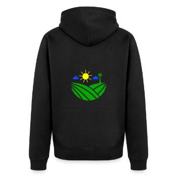 Farm Farmer - Unisex Premium Organic Zip Hoodie - black - Back - Nico (187cm)