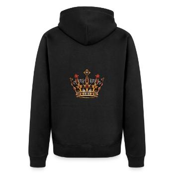 Krone Symbol - Unisex Premium Bio Zip Hoodie - Schwarz - Hinten - Nico (187cm)