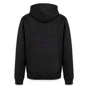 Ich habe mich Spruch auf Russisch Russland Kostüm - Unisex Premium Bio Zip Hoodie - Schwarz - Hinten - Nico (187cm)