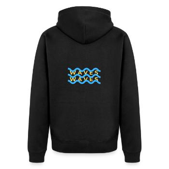 Waves Wellen Surferlook Design - Unisex Premium Bio Zip Hoodie - Schwarz - Hinten - Nico (187cm)