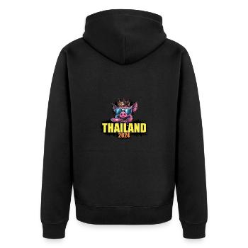 Thailand 2024 Pig - Unisex Premium Organic Zip Hoodie - black - Back - Nico (187cm)