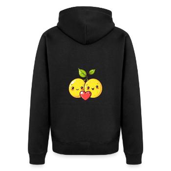 Lemon Couple Love Heart Valentine's Day - Unisex Premium Organic Zip Hoodie - black - Back - Nico (187cm)