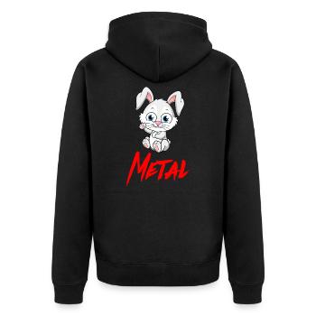 METAL Heavy Metal Death Black Rock Musik - Unisex Premium Bio Zip Hoodie - Schwarz - Hinten - Nico (187cm)