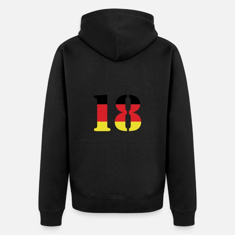 18 Numéro Jersey Allemagne - Veste à capuche bio Premium Unisexe - noir