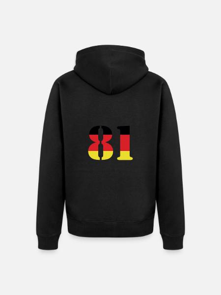 81 Numéro Jersey Allemagne - Veste à capuche bio Premium Unisexe - noir