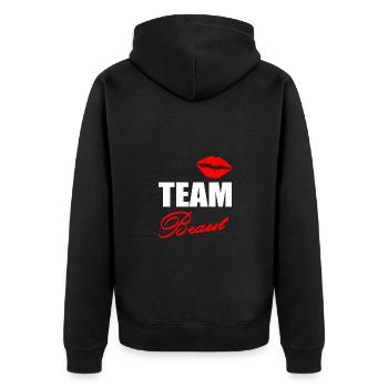 JGA - Unisex Premium Bio Zip Hoodie - Schwarz - Hinten - Nico (187cm)