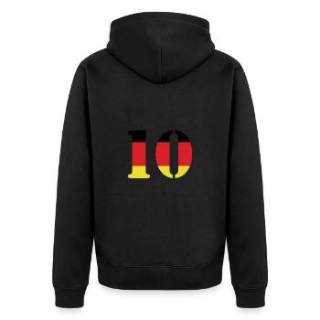 10 Zahl Trikot Deutschland - Unisex Premium Bio Zip Hoodie - Schwarz - Hinten - Nico (187cm)