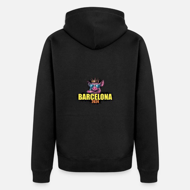 Barcelone 2024 Cochon - Veste à capuche bio Premium Unisexe - noir