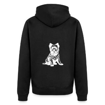 Yorkshire Terrier Hund Silhouette - Unisex Premium Bio Zip Hoodie - Schwarz - Hinten - Nico (187cm)