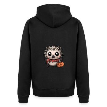 Hedgehog Halloween Funny Zombie - Unisex Premium Organic Zip Hoodie - black - Back - Nico (187cm)