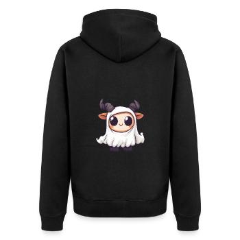 Bergziege Halloween Lustig Geist - Unisex Premium Bio Zip Hoodie - Schwarz - Hinten - Nico (187cm)
