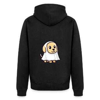 Golden Retriever Dog HalloweenGhost - Unisex Premium Organic Zip Hoodie - black - Back - Nico (187cm)