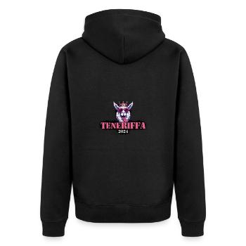 Teneriffa 2024 Alpaka - Unisex Premium Bio Zip Hoodie - Schwarz - Hinten - Nico (187cm)