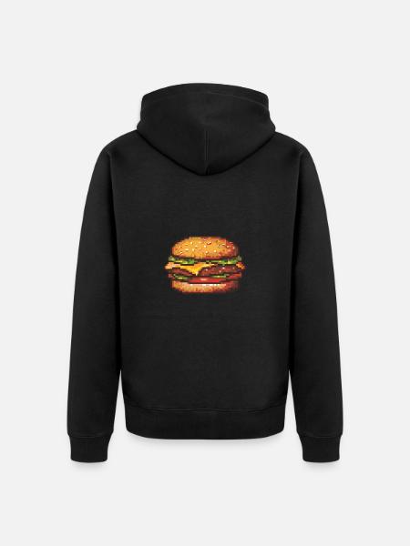 Burger Pixel Icon - Unisex Premium Organic Zip Hoodie - black