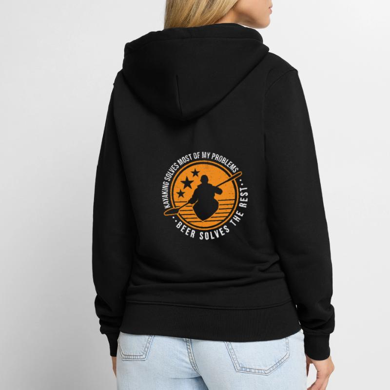 Kayaking Solves Most Of My Problems Beer Solves Th Unisex Premium Bio Zip Hoodie